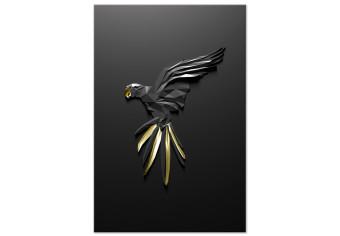 Canvas Black Parrot (1-piece) Vertical - bird with geometric texture