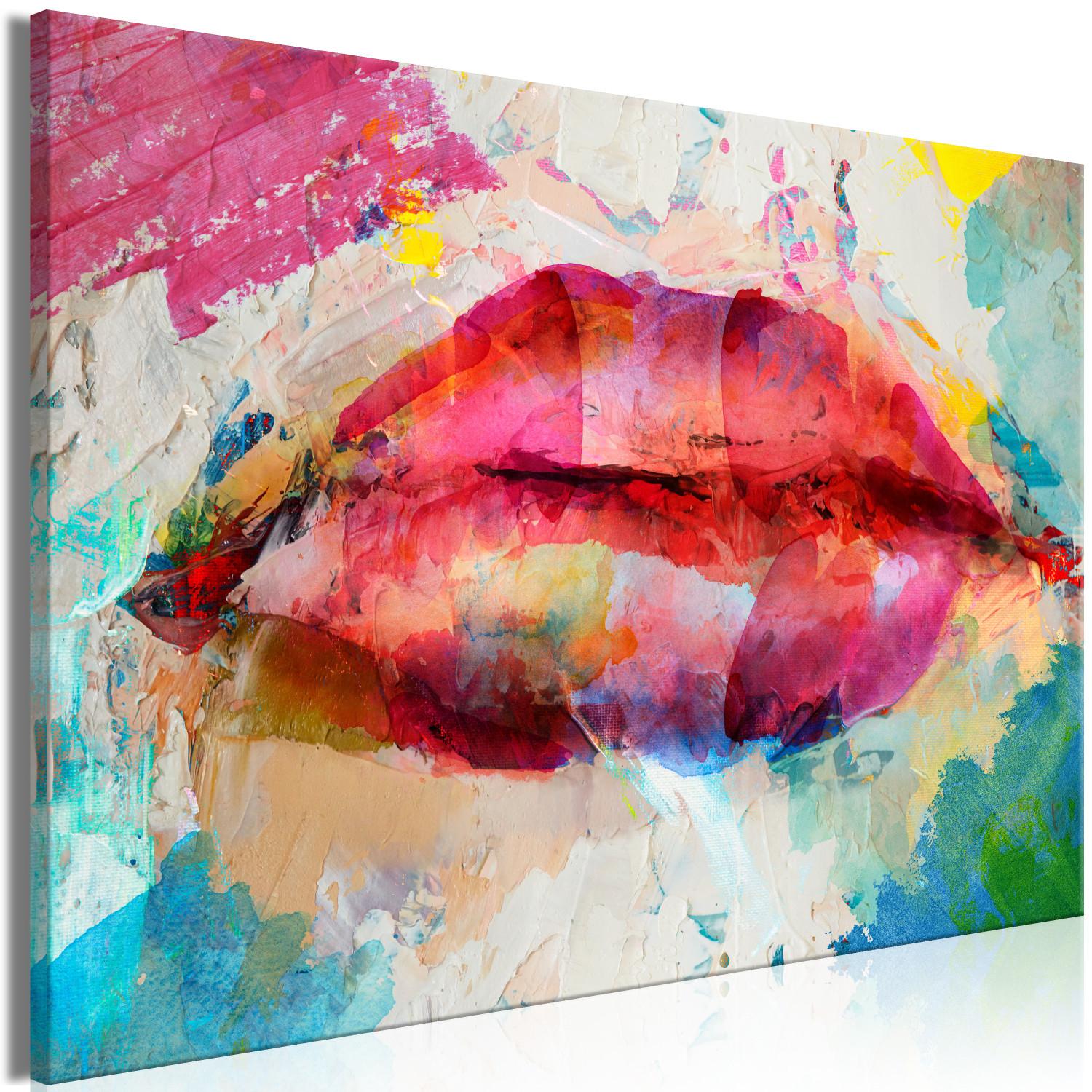 Canvas Artistic Lips (1-piece) Wide - abstraction of colorful lips