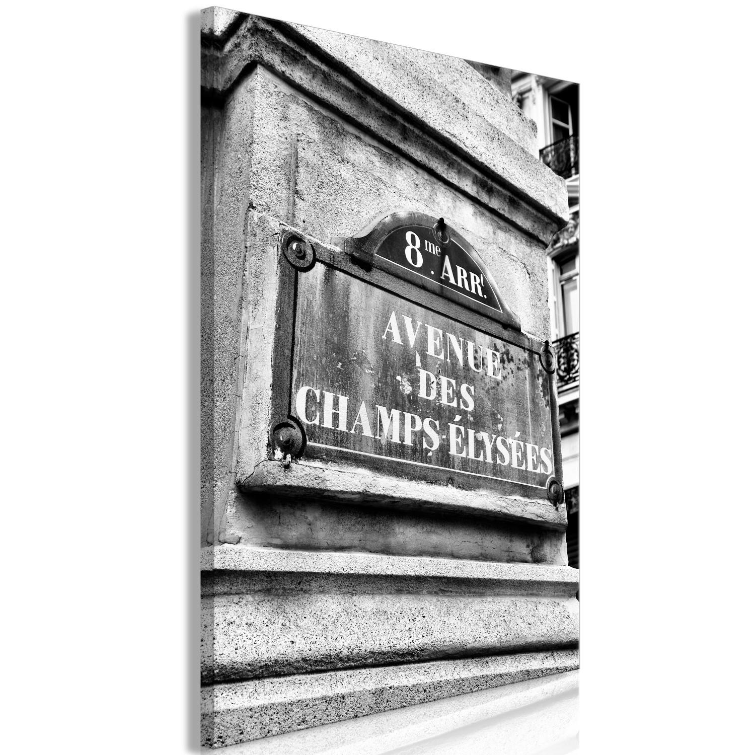 Canvas Champs-Elysees Avenue - black and white graphic of famous Paris street