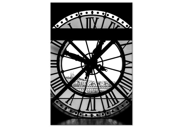 Canvas Print Sacré-Coeur basilica clock - black-white graphic of Paris architecture