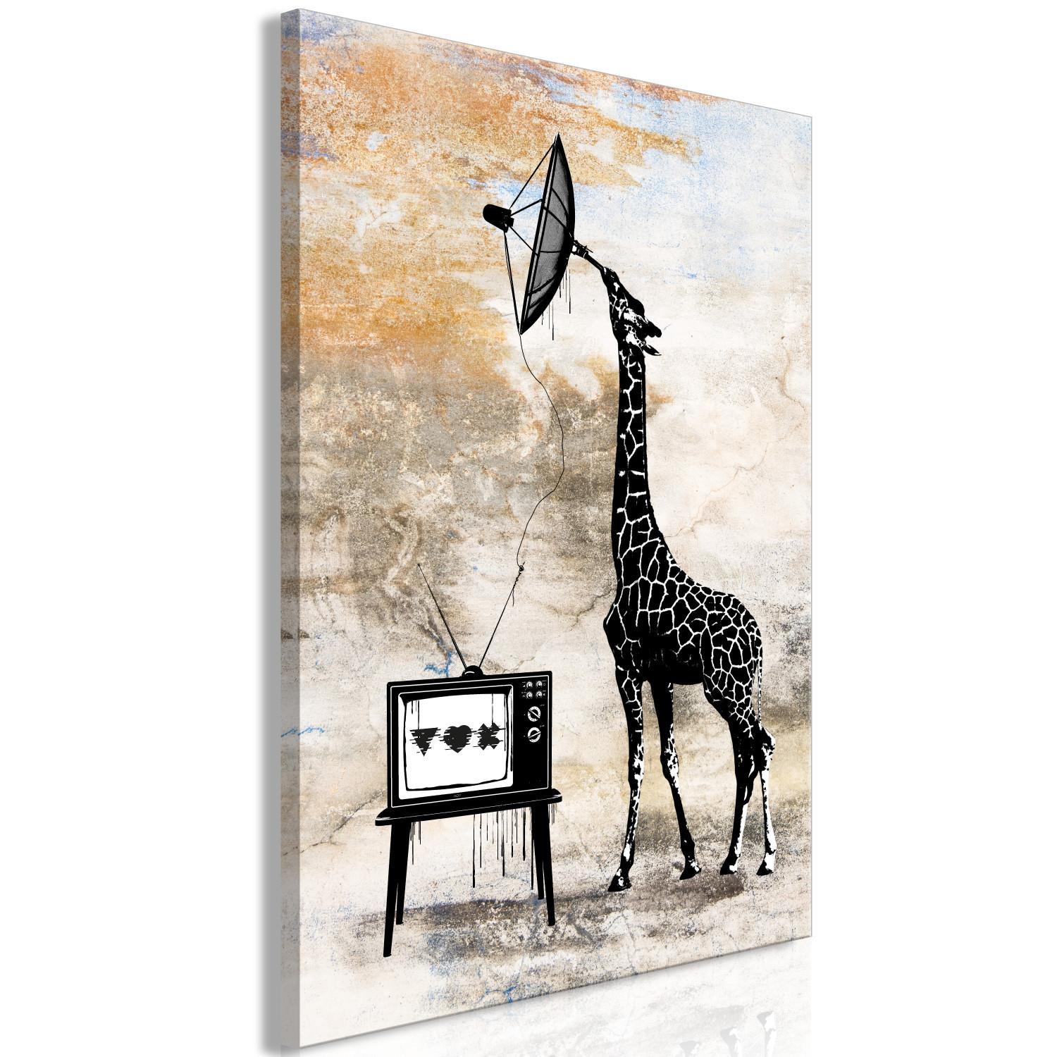 Canvas TV Giraffe (1-piece) Vertical - whimsical funny animal
