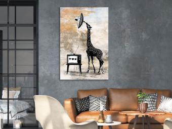 Canvas TV Giraffe (1-piece) Vertical - whimsical funny animal