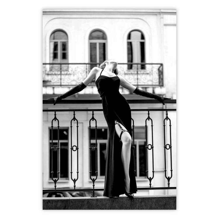 Dance in Paris - black and white photograph of a woman against architectural backdrop