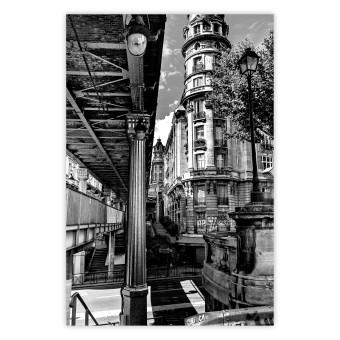 Poster View of Bir-Hakeim - black and white city architecture with columns
