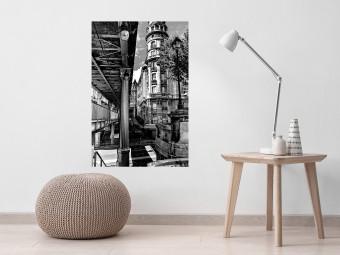 Poster View of Bir-Hakeim - black and white city architecture with columns