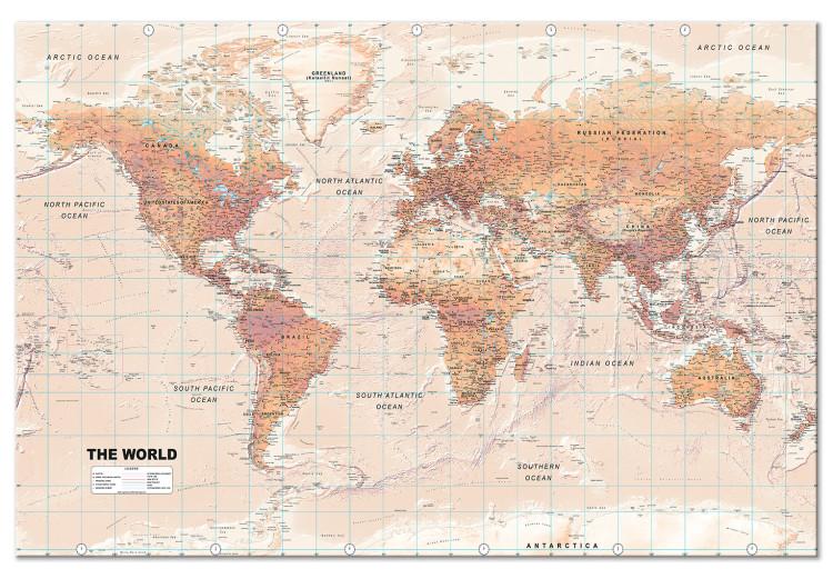 Large Canvas Print World Map: Orange World [Large Format]