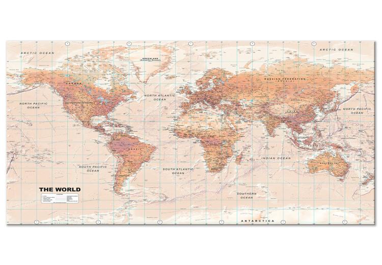 Large Canvas Print World Map: Orange World II [Large Format]