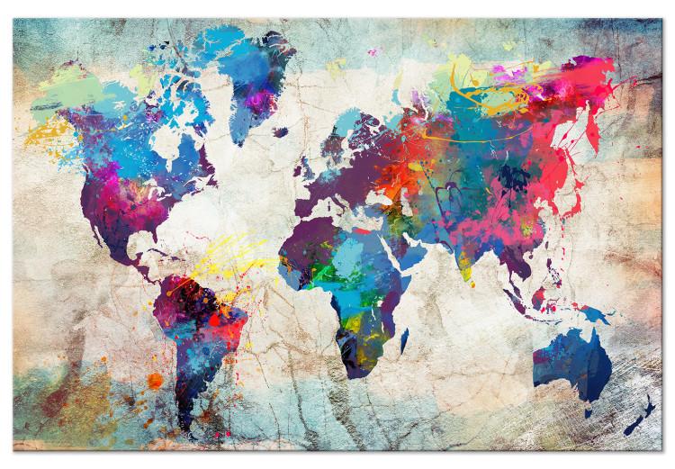 Large Canvas Print World Map: Colourful Madness [Large Format]