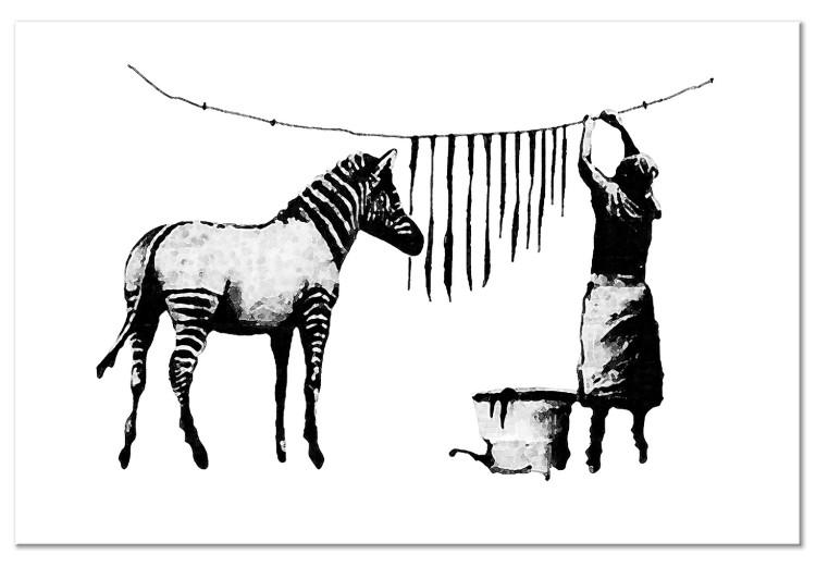 Canvas Print Banksy: Washing Zebra (1 Part) Wide
