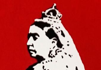 Poster Queen - composition of a woman sitting on a girl in Banksy style