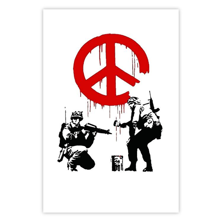 CND Soldiers - soldiers painting a hippie symbol in Banksy style