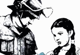 Canvas Girl, dog and policeman - teenage street art style graphic