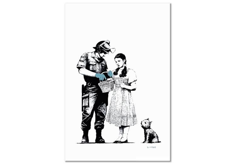 Girl, dog and policeman - teenage street art style graphic