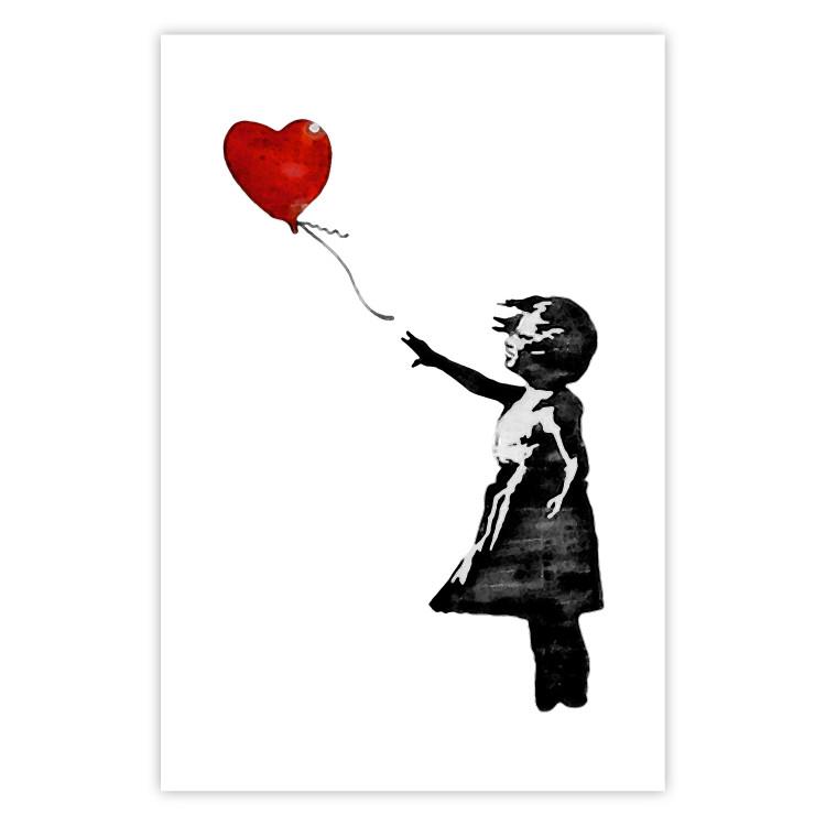 Banksy: Girl with Balloon - heart-shaped balloon flying away