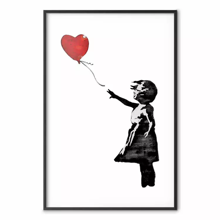 Banksy: Girl with Balloon - heart-shaped balloon flying away