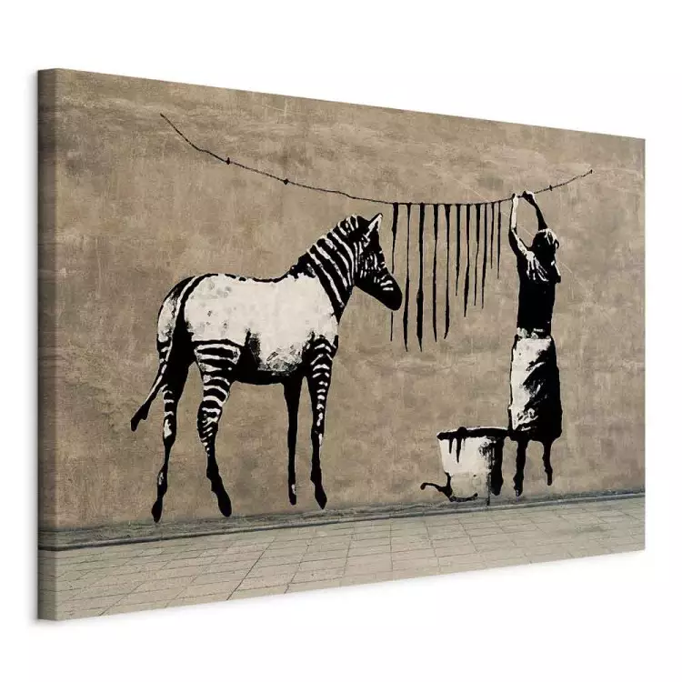 Banksy: Washing Zebra on Concrete (1 Part) Wide