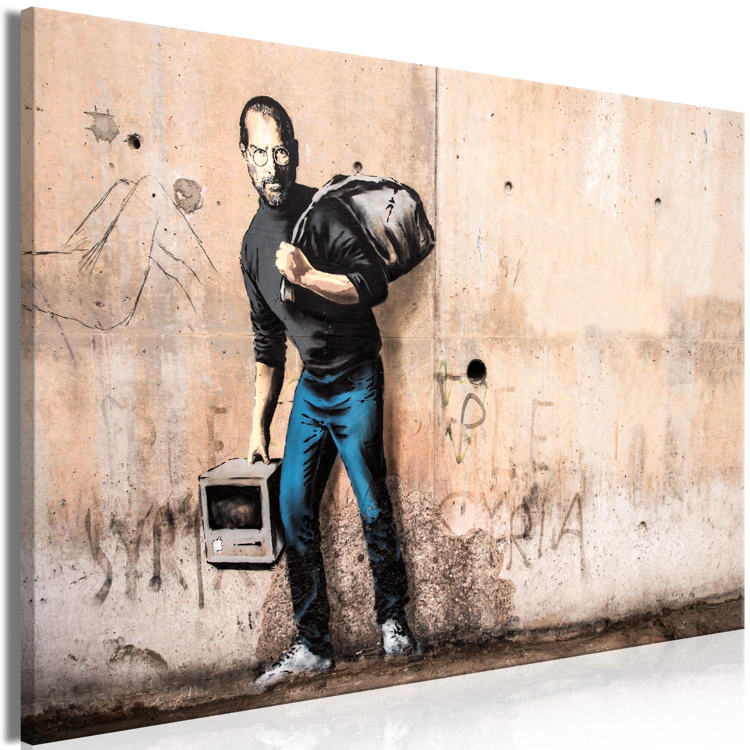 Canvas Steve (1-piece) Wide - street art of concrete with Steve Jobs' figure