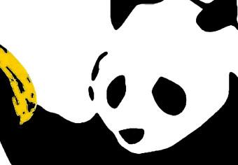 Canvas Panda with Guns (1-piece) Vertical - exotic animal with bananas