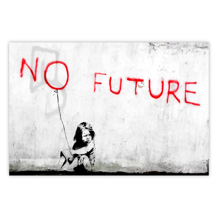 No Future - black and white mural of a girl and red writings