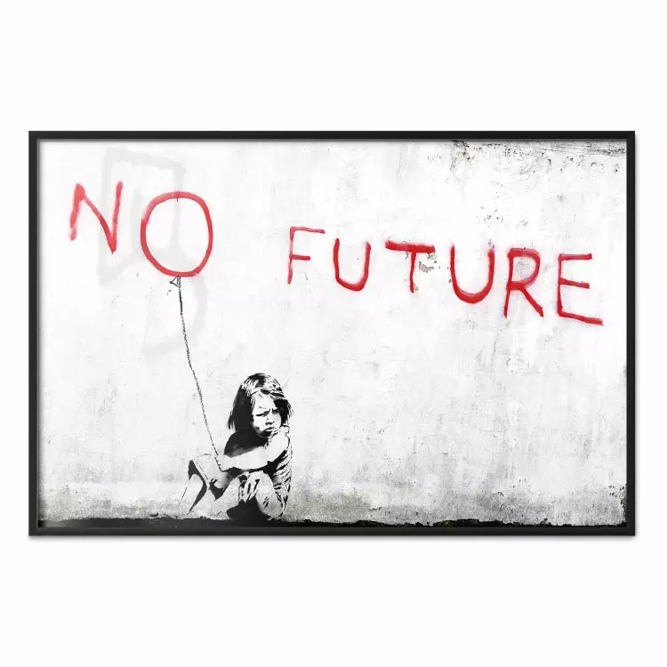 No Future - black and white mural of a girl and red writings