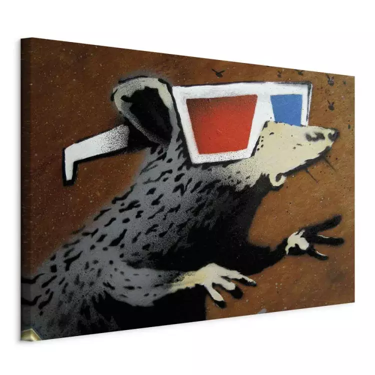 Rat in 3D Glasses (Banksy) - street art of a whimsical animal