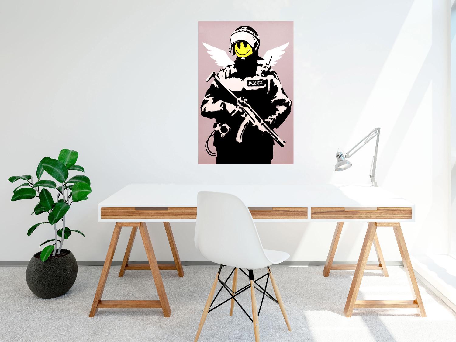 Poster Policeman - man with a yellow face and wings in Banksy style