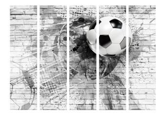 Room Divider Football Dynamics II (5-piece) - black and white sports composition