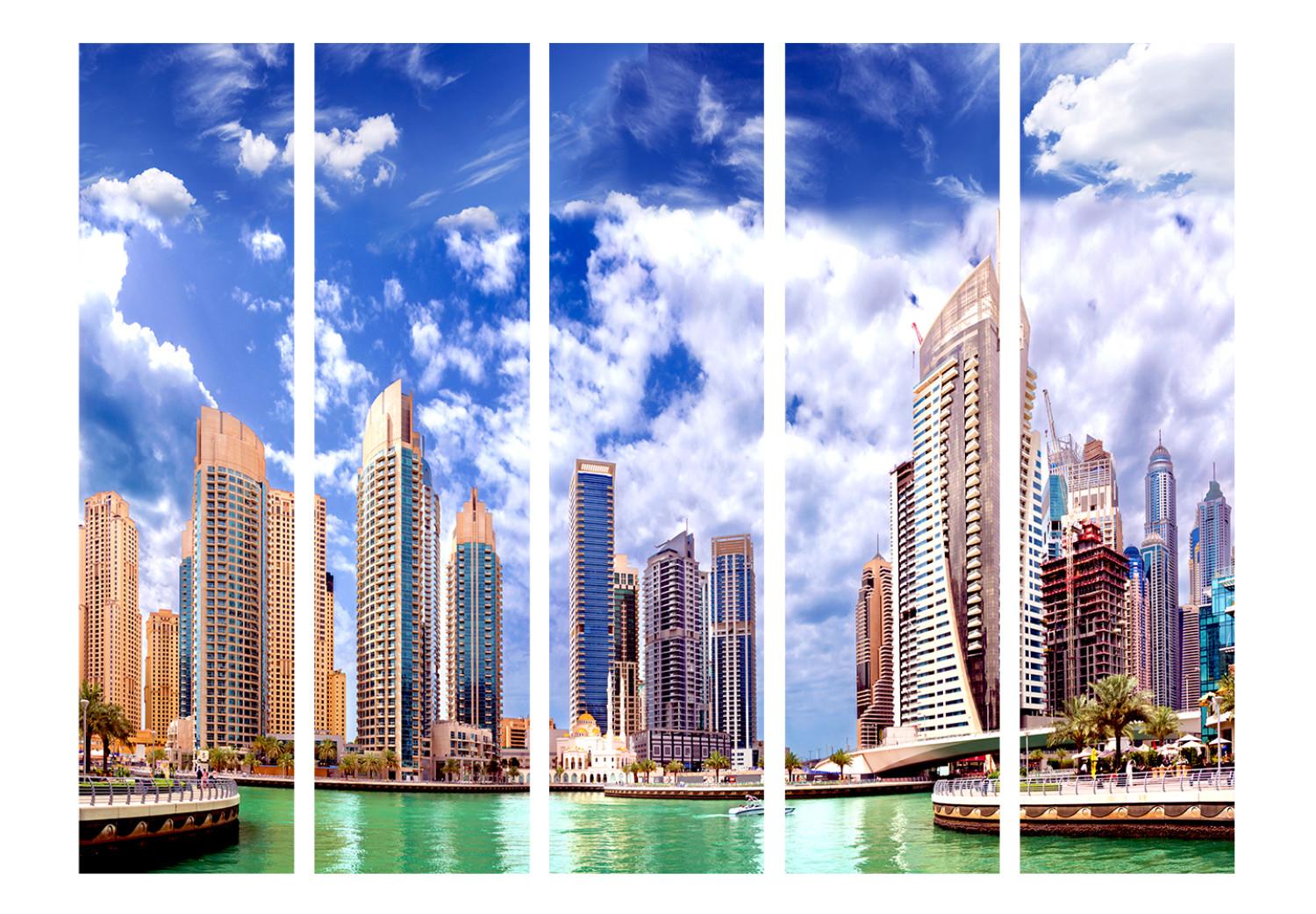 Room Divider Cumulus over Dubai II (5-piece) - architecture and blue sky