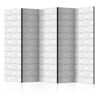 Room Divider Abstract Screen II (5-piece) - white geometric composition