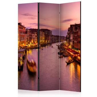 Room Divider City of Lovers - Venice at Night (3-piece) - architecture and river