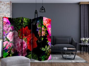 Room Divider Summer Evening II (5-piece) - romantic colorful bouquet with roses