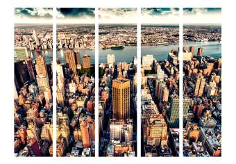 Room Divider New York from Above II (5-piece) - architecture against the backdrop of a river