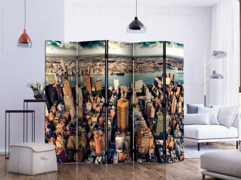 Room Divider New York from Above II (5-piece) - architecture against the backdrop of a river