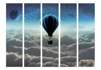 Room Divider Night Expedition II (5-piece) - 3D illusion with a balloon against the sky
