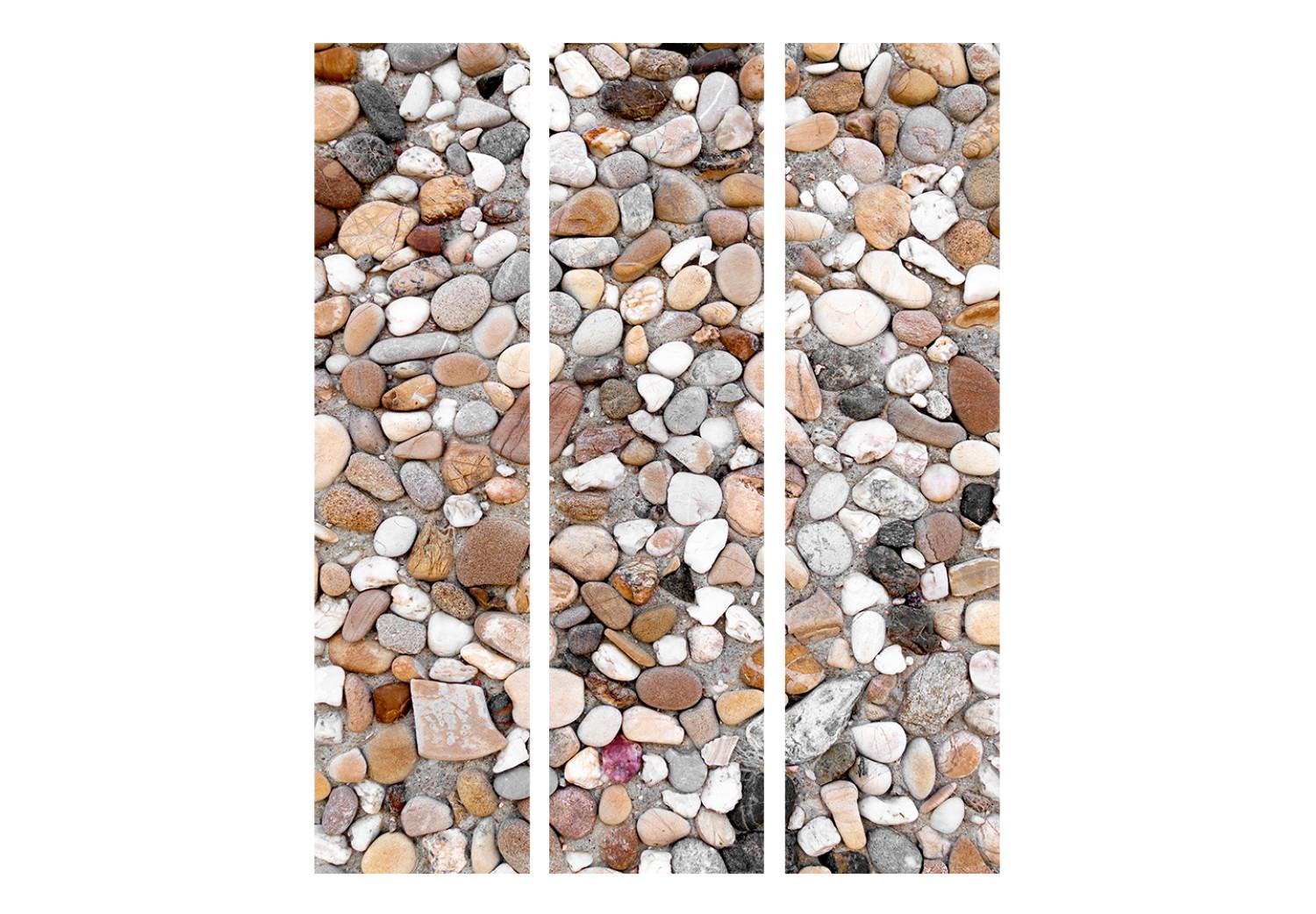 Room Divider Stone Beach (3-piece) - colorful mosaic made of stones