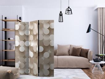 Room Divider Golden Grid (3-piece) - geometric composition in light beige circles