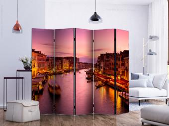 Room Divider City of Love - Venice at Night II (5-piece) - architecture