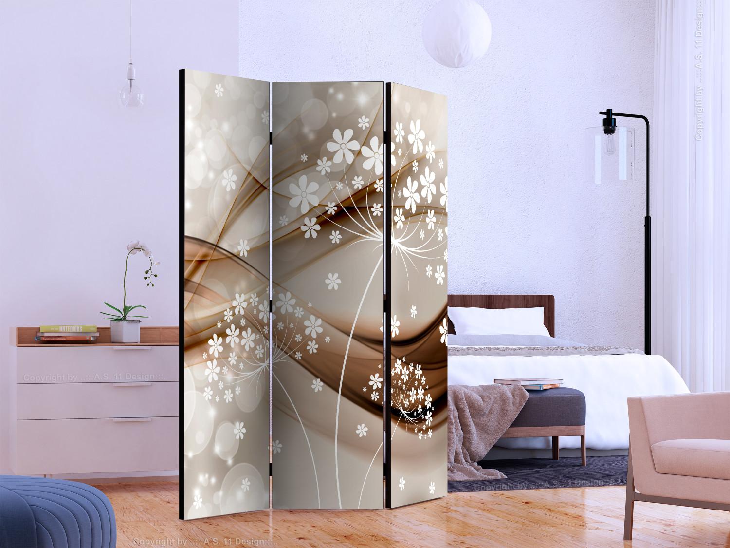 Room Divider Spring Stories (3-piece) - beige composition in light flowers