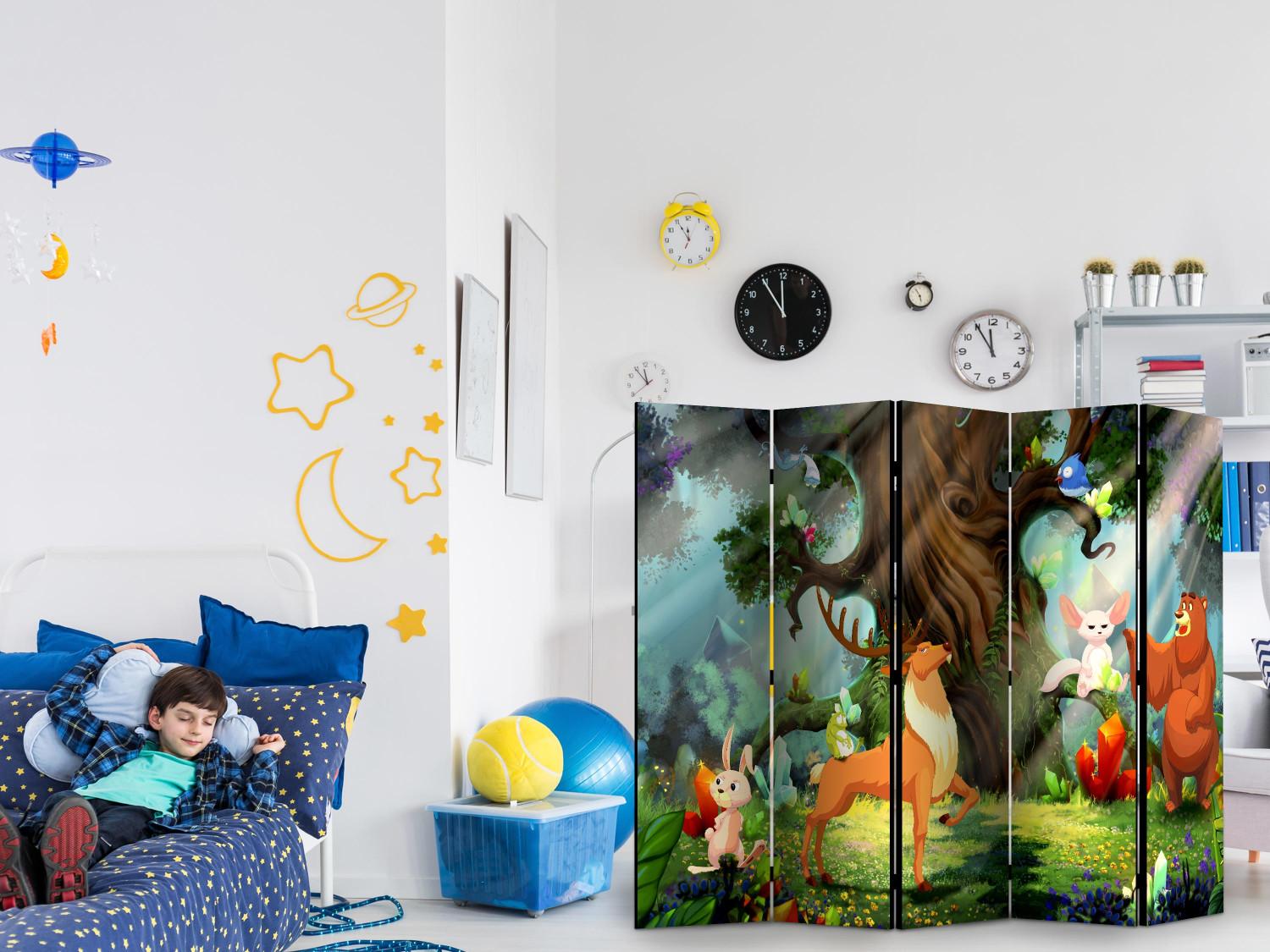 Room Divider Teddy Bear and Friends II (5-piece) - colorful composition for children