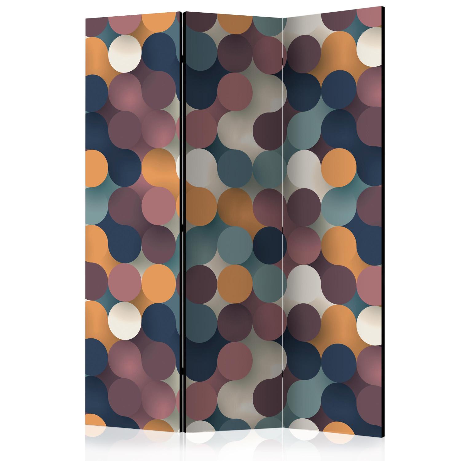 Room Divider Colorful Particles (3-piece) - colorful composition in circular pattern