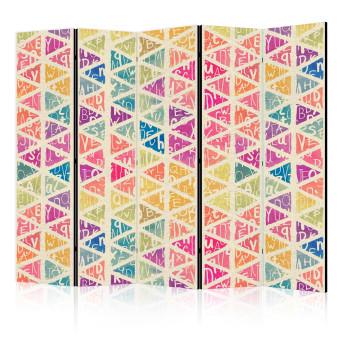 Room Divider Letters and Triangles II (5-piece) - colorful geometric figures