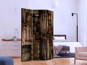 Room Divider Wooden Puzzle (3-piece) - composition in dark brown pattern