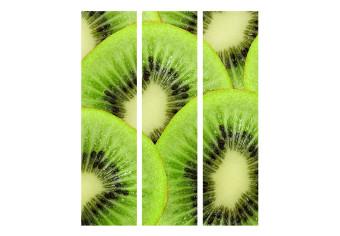 Room Divider Kiwi Slices (3-piece) - tropical fruits in green color