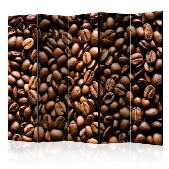 Room Divider Roasted Coffee Beans II (5-piece) - pattern in brown coffee beans
