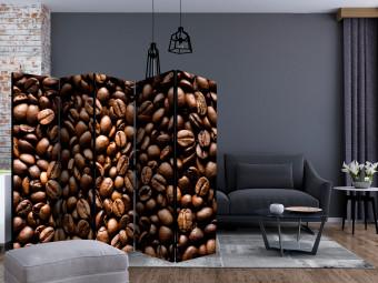 Room Divider Roasted Coffee Beans II (5-piece) - pattern in brown coffee beans