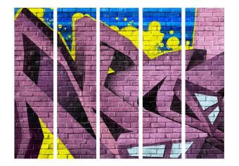 Room Divider Street Art - Graffiti II (5-piece) - colorful composition on brick