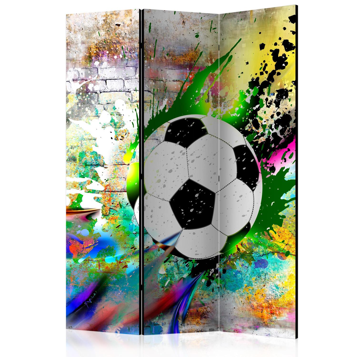 Room Divider Urban Match (3-piece) - soccer and colorful brick background