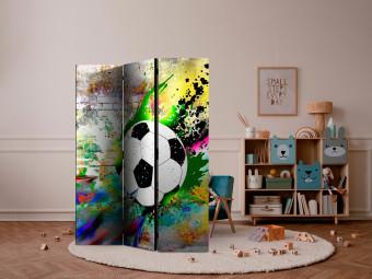 Room Divider Urban Match (3-piece) - soccer and colorful brick background