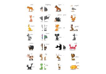 Room Divider Learning by Playing (Animals) (3-piece) - English inscriptions