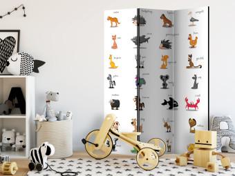 Room Divider Learning by Playing (Animals) (3-piece) - English inscriptions